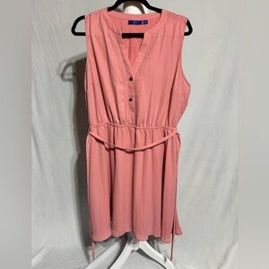 Apt. 9 NWOT Coral Belted Buttoned Peplum Midi Dress Size L